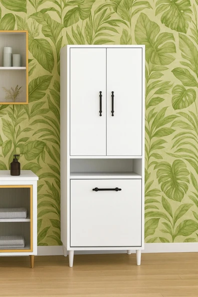 Orkide 2 Kapaklı Kirli Çamaşır Sepeti Dolabı 60x150 - 2