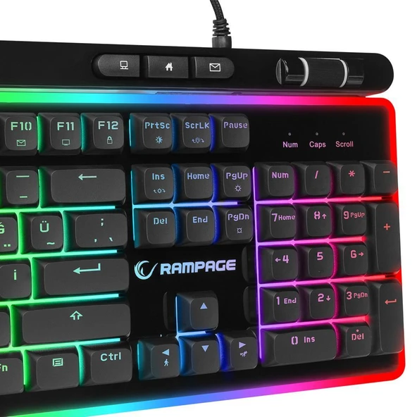 Rampage SHINE K14 Siyah USB RGB Backlight Membrane Gaming Oyuncu Klavye Rampage - 6