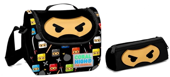 Coral High Siyah Ninja Erkek Çocuk Beslenme ve Kalemlik Seti
