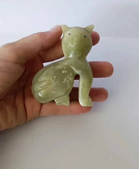 Kedi Oniks Taşı Biblo Mermer Onix Ev Ofis Dekor Masa Süsü - 2