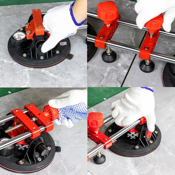 8 İnç Çiftli Vakumlu Vantuz Taş Birleştirme Hizalama Aparatı Granit Mermer Fayans Seramik Montajı - Resim 2