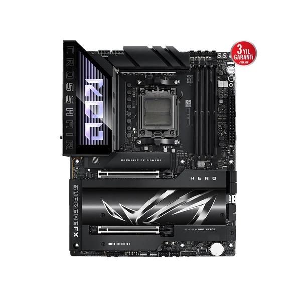 ASUS ROG CROSSHAIR X870E HERO AMD X870E Soket AM5 DDR5 8400Mhz  WiFi 7 + BT AURA RGB ATX Anakart - Resim 2