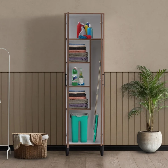 Blesk Banyo Dolabı – Deterjan ve Temizlik Malzemeleri İçin, Raflı ve Kapaklı Dolap - Resim 2