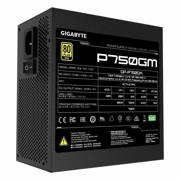Gigabyte P750GM 750W 80+ Altın Modüler Güç Kaynağı - Resim 6
