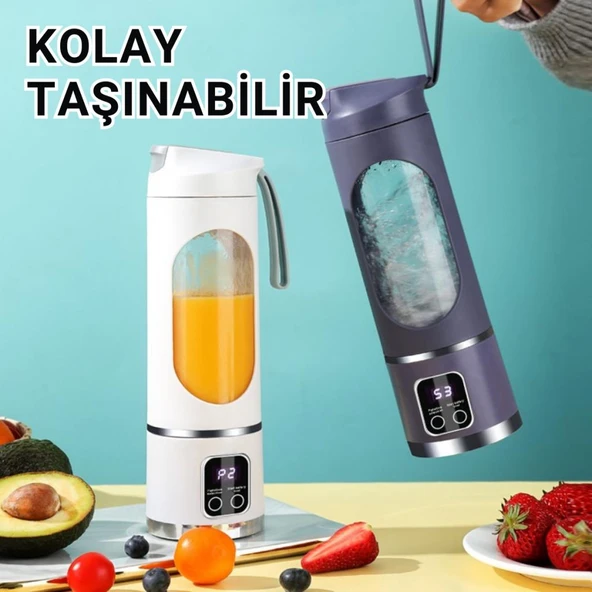 Coofbe 50W 450Ml Kişisel Şarjlı Blender Buz Kırıcı Taşınabilir Smoothies Blender Meyve Sıkacağı Çelik Bıcaklı - Resim 10