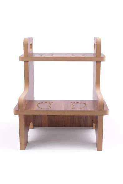 Ahşap Montessori Eğitici Kaymaz Çocuk Basamak-Tabure Banyo, Lavabo Merdiven Yükseltici - 2