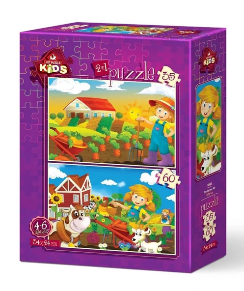 Art Puzzle Çiftçi Kız 2'li 35+60 Parça Yapboz - 1