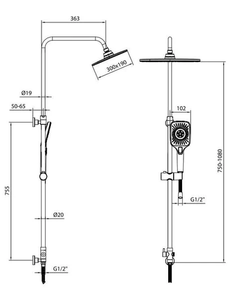 Ar Troya Duş Kolonu Mat Siyah - Resim 2