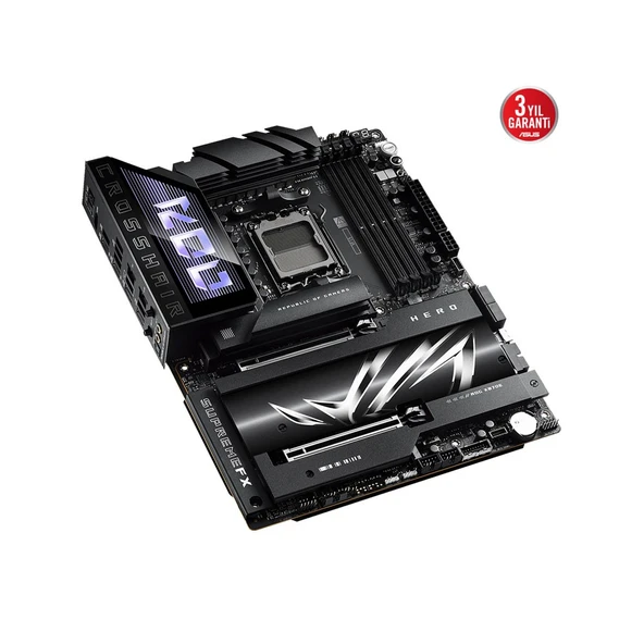 ASUS ROG CROSSHAIR X870E HERO AMD X870E Soket AM5 DDR5 8400Mhz  WiFi 7 + BT AURA RGB ATX Anakart - Resim 3