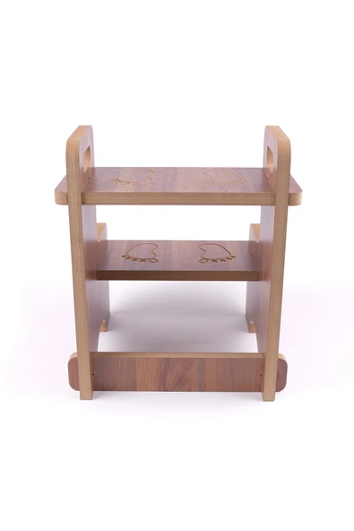 Ahşap Montessori Eğitici Kaymaz Çocuk Basamak-Tabure Banyo, Lavabo Merdiven Yükseltici - 5