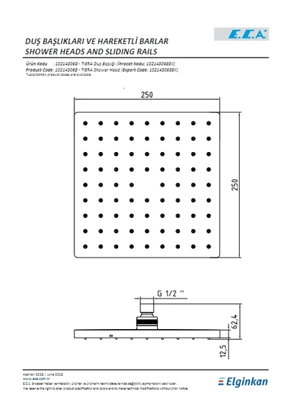 Eca Tiera Duş Başlığı 250x250 - Resim 2