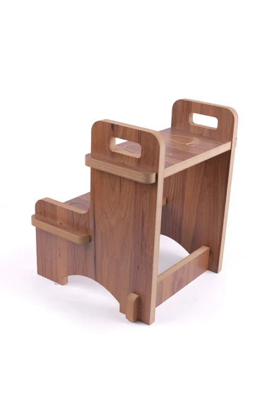 Ahşap Montessori Eğitici Kaymaz Çocuk Basamak-Tabure Banyo, Lavabo Merdiven Yükseltici - 3