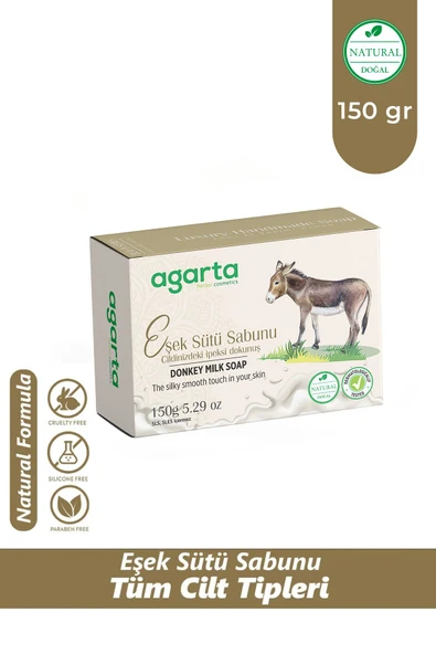 Agarta Parlak Ve Pürüzsüz Ciltler Için Doğal El Yapımı Eşek Sütü Sabunu 150 gr