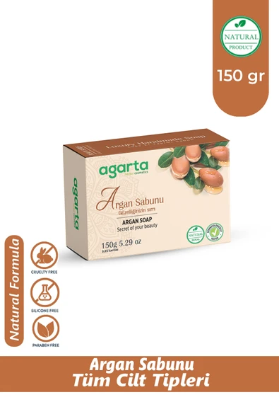 Agarta Cilt Güzelliğini Koruyan Sıkılaştırıcı Ve Peeling Etkili Bitkisel Argan Sabunu 150 gr