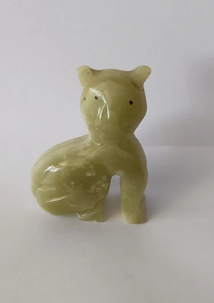 Kedi Oniks Taşı Biblo Mermer Onix Ev Ofis Dekor Masa Süsü - 4