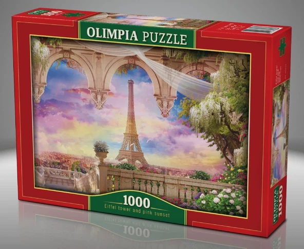 Olimpia 1000 Parça Eyfel Kulesi ve Pembe Gün Batımı Puzzle - Resim 2