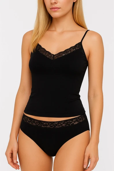 Kadın Dantelli İp Askılı Atlet ve Bikini Takımı 2044 ürün görseli