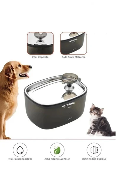 Otomatik Filtreli Kedi Köpek Su Pınarı Su Çeşmesi Ultra Sessiz Su Şelalesi 2,5Lt