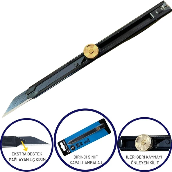 Machket‑103 9 mm Kilitli Metal Maket Bıçağı – Dayanıklı & Güvenli Kesim Aracı