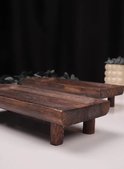 Bambum 2 Parça Pavlonya Noble Ahşap Sunum ve Servis Seti – Dikdörtgen Servis Tabakları - Resim 3