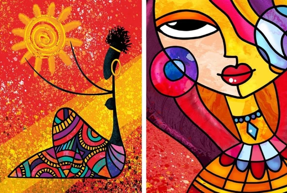 Nova Puzzle 2x1000 Parça Süslü Kız ve Afrikalı Kadın Puzzle - Resim 2