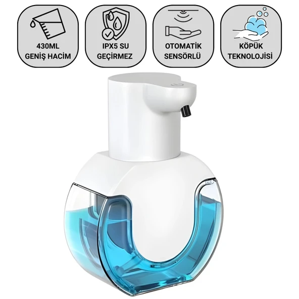 Polham 420ML Otomatik Sensörlü Sabunluk Köpük Makinesi, Tüm Sıvılar İçin Köpük Makinası, Şarjlı Duvar Askılı ürün görseli 1