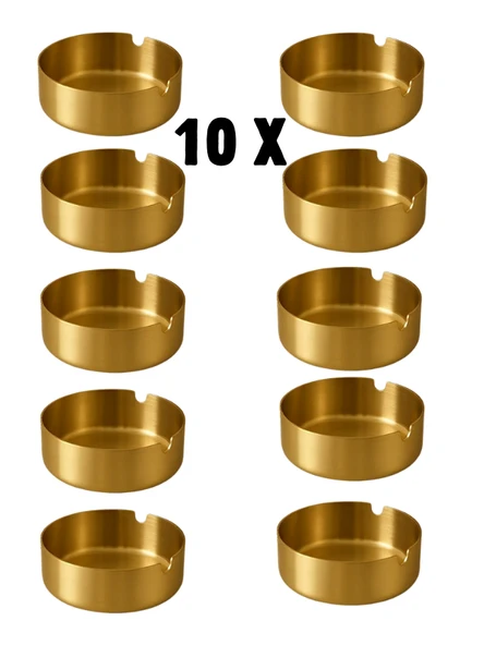 Mucit Home Küllük Gold Paslanmaz Çelik 10 Lu Kül Tablası Küllük Seti - 1