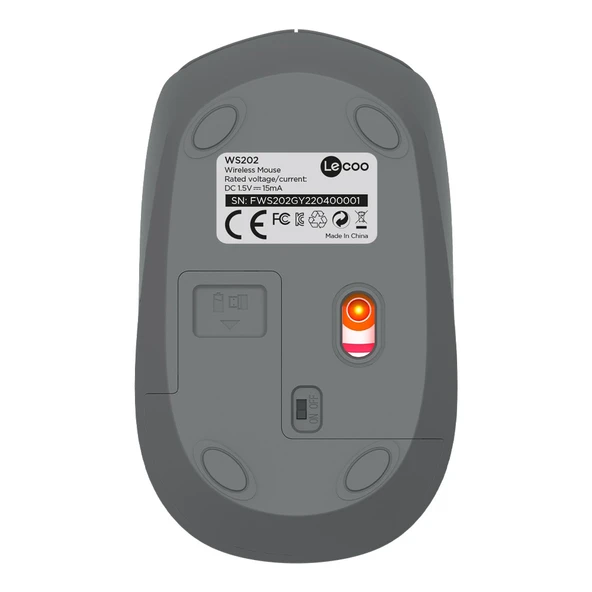 Lecoo WS202 Kablosuz 1200DPI 4 Tuşlu Optik Mouse Gri - 10