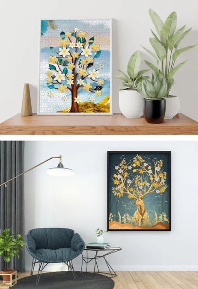 Nova Puzzle 2x1000 Parça Geyik ve Ağaç Puzzle Seti - Resim 6