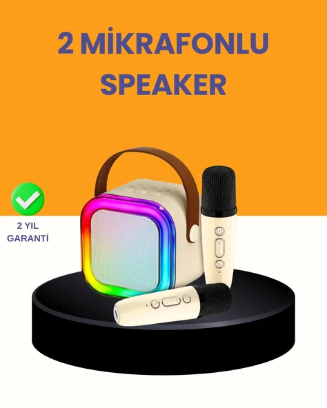 Çift Mikrofonlu Kompakt Karaoke Hoparlör – Uzun Pil Ömrü ürün görseli 1