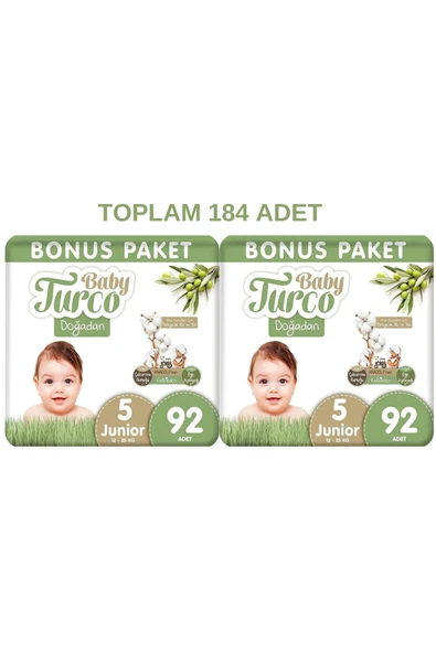 Baby Turco Doğadan 5 Numara Junior 92x2 Toplam 184 Adet ürün görseli 1