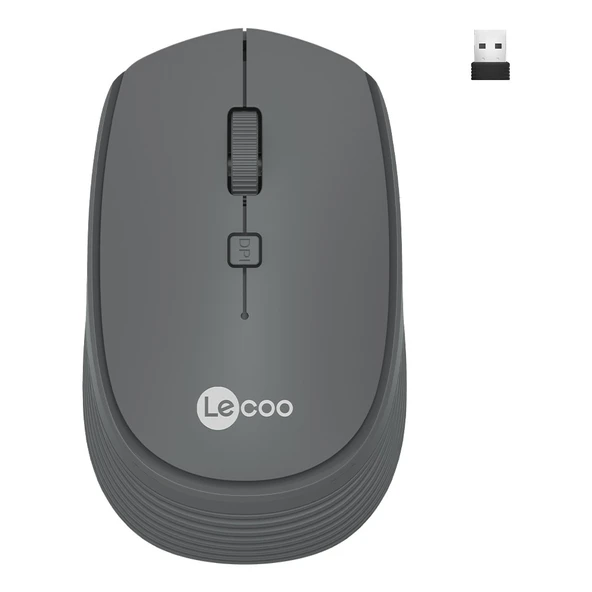 Lecoo WS202 Kablosuz 1200DPI 4 Tuşlu Optik Mouse Gri