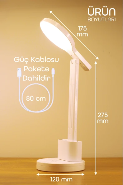 Şarjlı LED Masa Lambası Kalemlik Telefon Standlı Renk Ayarlı Dokunmatik Dimmer S9 ürün görseli