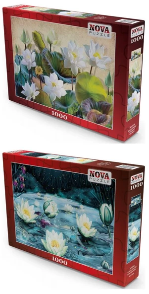 Nova Puzzle 2x1000 Parça Lotus (Nilüfer) Çiçekleri Puzzle Seti - Resim 2