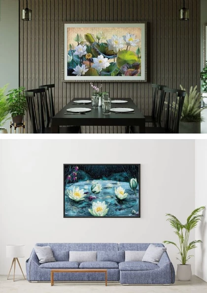 Nova Puzzle 2x1000 Parça Lotus (Nilüfer) Çiçekleri Puzzle Seti - Resim 3