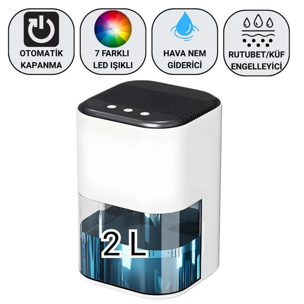 Coofbe 2000ml Işıklı Banyo Mutfak Dolap Nem Alma Cihazı Mantar Rutubet Nem Küf Önleyici Dehumidifer ürün görseli