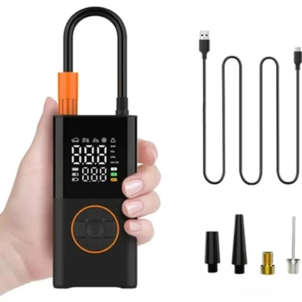 CZK DC 02 Şarjlı Elektrikli Kablolu/Kablosuz Hava Pompası – Araba, Bisiklet, Lastik & Top Pompası - 2