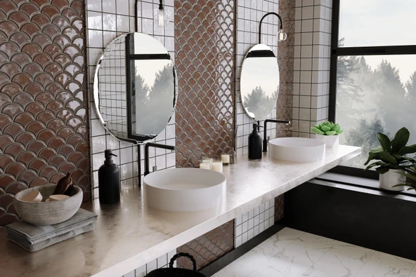Galaksi Tezgah Üstü Lavabo Yuvarlak Beyaz Çanak Lavabo - 1