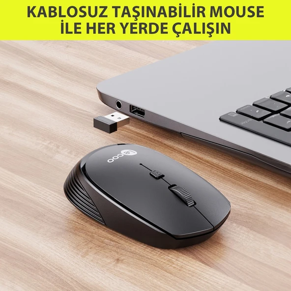 Lecoo WS202 Kablosuz 1200DPI 4 Tuşlu Optik Mouse Gri - 7