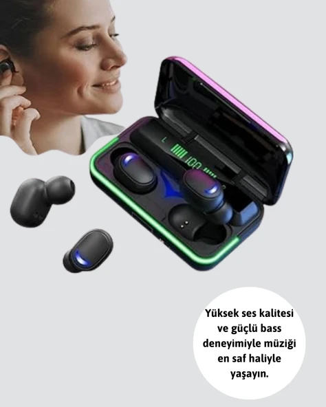 E10 Powerbanklı Bluetooth Kulaklık Oyun Modu ve Şık Tasarım - Resim 2