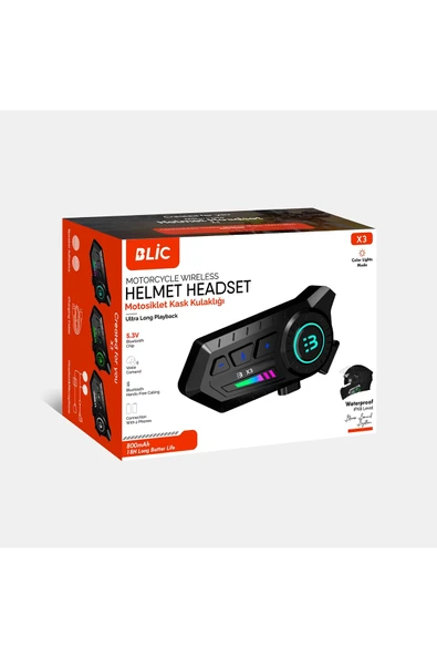X3 Motor Kask Kulaklık RGB Modlu Su Geçirmez 5.3 Bluetooth Intercom - Resim 2