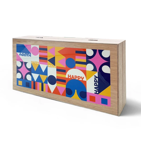 Biggdesign Happy Tavla, Çizilmez Zeminli, Mıknatıslı MDF Kasa, 2 Kat Vernik Cilalı - 1