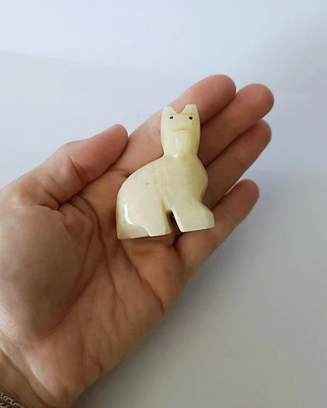 Kedi Oniks Taşı Biblo Mermer Onix Ev Ofis Dekor Masa Süsü - Resim 2