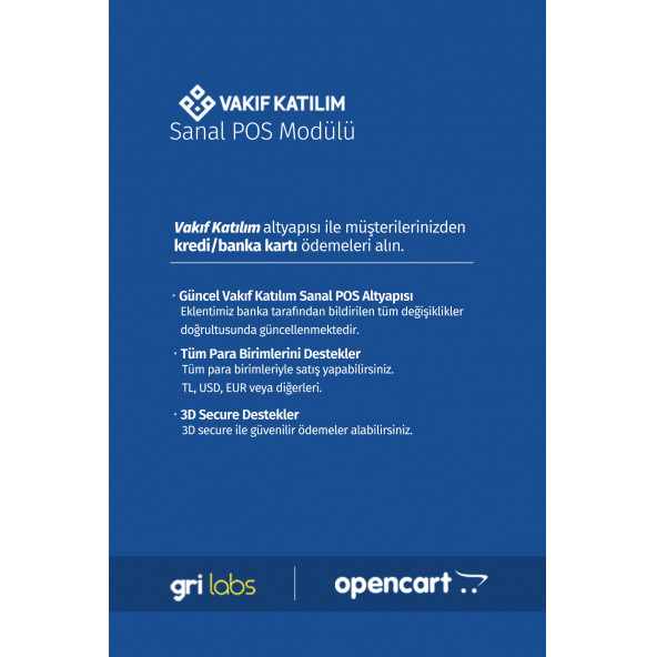 OpenCart - VAKIF KATILIM Sanal POS Modülü - 2