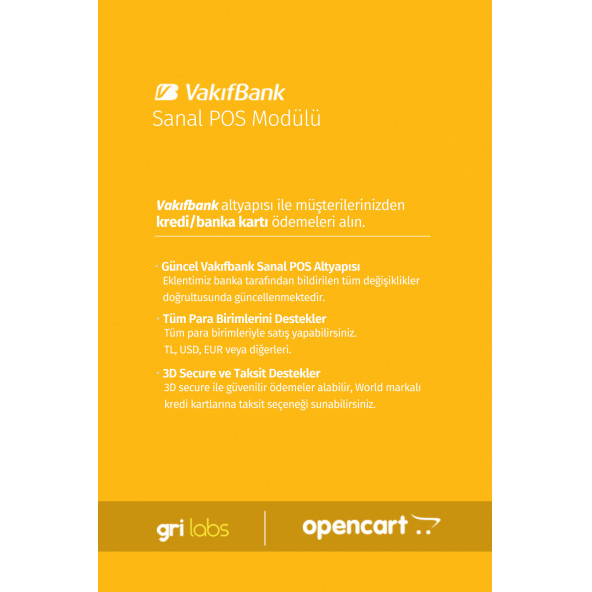 OpenCart - Vakıfbank Sanal POS Modülü - 2