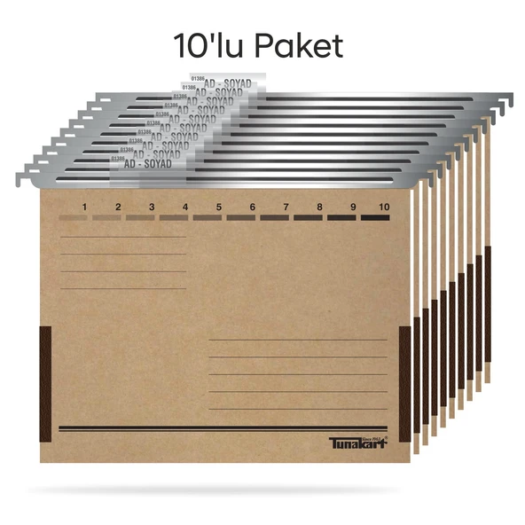 Tunakart ASD2005 Metal Askılı yan bezli körüklü dosya 10 lu Paket
