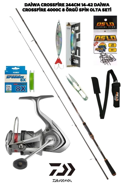 Daiwa Crossfire 244cm 14-42gr Daiwa Crossfire 4000C 8 Örgü Spin Olta Seti - 1