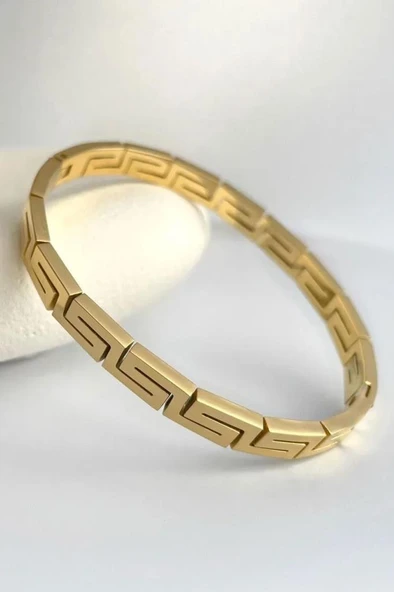 Grek Desenli Çelik Kadın Bileklik - 3