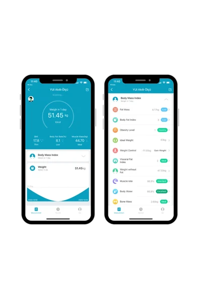 YUI KB13 Akıllı Bluetooth Şarjlı Tartı Siyah - 3