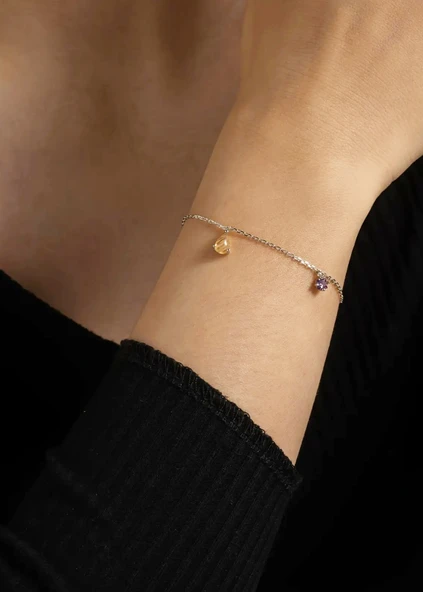 Damla Renklerin Dansı 925 Ayar Kadın Gümüş Bileklik - Resim 2